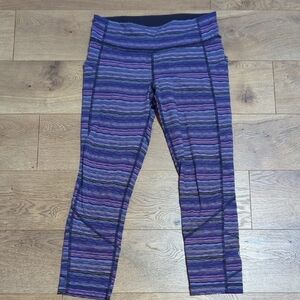 Lululemon Pace Rival Cropped Leggings Cyber Purple Stripe 23" Inseam Size: 6